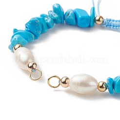 Natural Gemstone Chip & Cultured Freshwater Pearl Beaded Bracelet Sets&nbsp;AJEW-JB01147