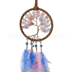 Iron Woven Web/Net with Feather Pendant Decorations&nbsp;AJEW-B017-20