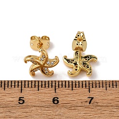 Brass Micro Pave Clear Cubic Zirconia Stud Earrings&nbsp;EJEW-D328-04G-04