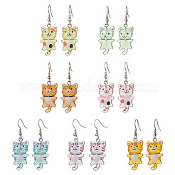 Iron Transparent Resin Cat Shape Dangle Earrings&nbsp;EJEW-JE06379