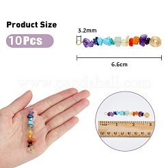 10pcs 7 Chakra Natural & Synthetic Mixed Gemstone Copper Wire Wrapped Chip Big Pendants&nbsp;G-FH0002-01