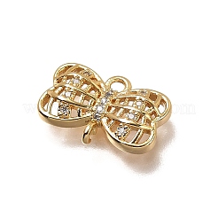 Brass Micro Pave Cubic Zirconia Bowknot Connector Charms&nbsp;KK-B152-09B-G