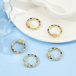 5Pcs Brass Micro Pave Colorful Cubic Zirconia Screw Carabiner Lock Charms&nbsp;ZIRC-DC0001-39