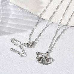 304 Stainless Steel Ginkgo Leaf Pendant Necklaces&nbsp;SA-CBA5A8D-05P