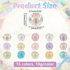 150g 15 Colors Imitation Jade Glass Round Seed Beads&nbsp;GLAA-AR0001-62