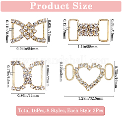 16Pcs 8 Styles Brass & Alloy Crystal Rhinestone Shoe Decoration&nbsp;FIND-GF0007-24