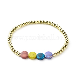 Flat Round Drawbench Acrylic Beads Stretch Bracelets&nbsp;BJEW-JB06677