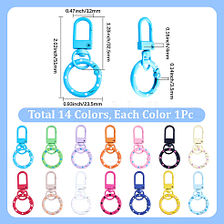 14Pcs 14 Colors Spray Painted Zinc Alloy Keychain Clasps&nbsp;FIND-SC0022-50