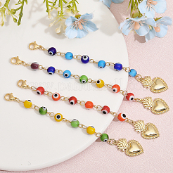 1 Set Lampwork Beaded Evil Eye Pendant Decorations&nbsp;HJEW-CA0001-46
