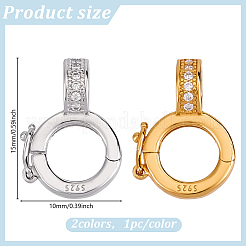 2Pcs 2 Colors 925 Sterling Silver Micro Pave Clear Cubic Zirconia Twister Clasps&nbsp;STER-DR0001-10