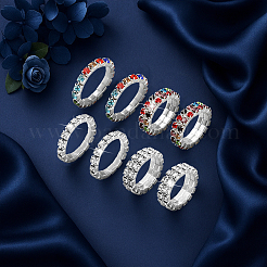 8Pcs 4 Styles Rhinestone Tennis Chains Stretch Ring for Women&nbsp;RJEW-HY0001-07A