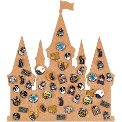 Castle Shaped MDF & Cork Wall Mounted Brooch Organizer Display Boards with Iron Hooks&nbsp;AJEW-WH0609-123B
