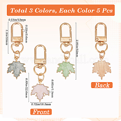 15Pcs 3 Colors Alloy Enamel Maple Leaf Pendant Decorations&nbsp;KEYC-GF0001-16
