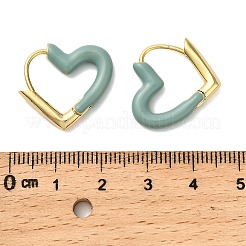 Heart Brass Enamel Hoop Earrings&nbsp;EJEW-P308-05G