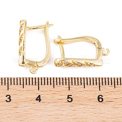 Rack Plating Brass Cubic Zirconia Hoop Earring Findings&nbsp;KK-S374-04G-02