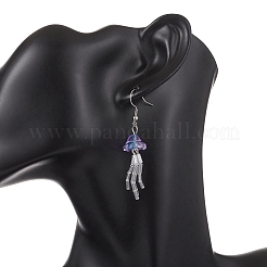 Jellyfish 304 Stainless Steel Glass Dangle Earrings&nbsp;EJEW-JE06798-01