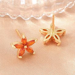 Brass Micro Pave Cubic Zirconia Stud Earrings for Women&nbsp;KK-A305-05G-06