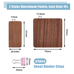 2Pcs 2 Styles Wood Magnetic Flip Top Paintbox&nbsp;AJEW-DC0001-26