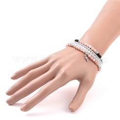 4Pcs 4 Style Natural & Synthetic Mixed Gemstone Round Beaded Stretch Bracelets Set&nbsp;BJEW-JB09082