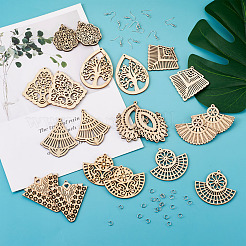 DIY 30 Pairs Natural Wooden Earring Making Kits&nbsp;DIY-TA0003-36P