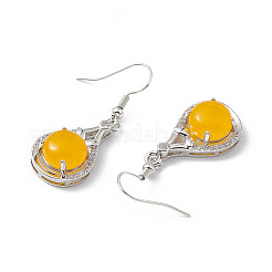 Gemstone Teardrop Dangle Earrings with Crystal Rhinestone&nbsp;EJEW-A092-02P