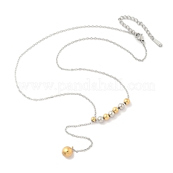 304 Stainless Steel Round Beaded Cable Chain Necklaces&nbsp;NJEW-D319-02A-GP