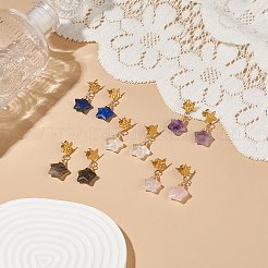 5 Pair 5 Style Natural Mixed Gemstone Star Dangle Stud Earrings&nbsp;EJEW-JE05097