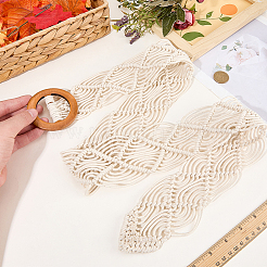 Cloth Woven Rhombus with Wood Chain Belts for Women&nbsp;AJEW-WH20019-125B