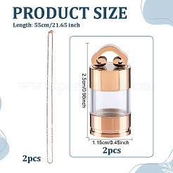2Pcs 304 Stainless Steel with Clear Glass Column Urn Ashes Bottle Pendant Necklaces&nbsp;NJEW-FG0001-27RG