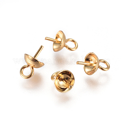 PVD Vacuum Plating 304 Stainless Steel Cup Pearl Peg Bails Pin Pendants&nbsp;STAS-I120-54B-G