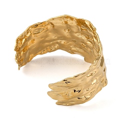 Fashionable Texture Ion Plating(IP) 304 Stainless Steel Cuff Bangles for Women&nbsp;BJEW-D048-05G