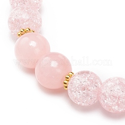 Synthetic Crackle Quartz & Natural Yellow Jade Beaded Stretch Bracelet&nbsp;BJEW-JB08527-01