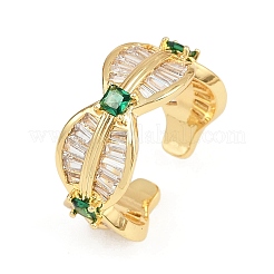 Brass Micro Pave Cubic Zirconia Cuff Rings&nbsp;RJEW-D326-02G