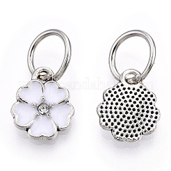 Enamel Style Flower Alloy Rhinestone Charms&nbsp;ENAM-S085-08