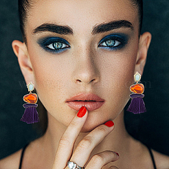 4 Pairs 4 Colors Polyester Tassel Earrings&nbsp;EJEW-FI0001-86