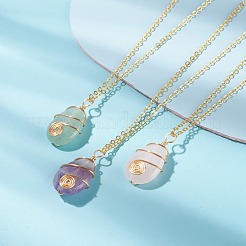 Teardrop Natural Mixed Stone Pendant Necklace&nbsp;NJEW-JN03763
