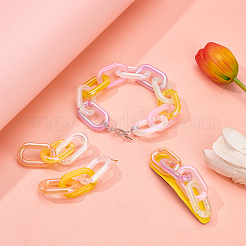 120 Pcs 6 Colors Transparent Acrylic Linking Rings&nbsp;TACR-OC0001-05