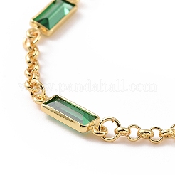 Rectangle Cubic Zirconia Chain Bracelets&nbsp;BJEW-G654-02G-03