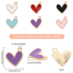 12Pcs 6 Colors Rack Plating Alloy Enamel Charms&nbsp;ENAM-YW0004-62