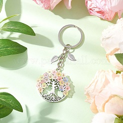 Flat Round with Tree of Life Alloy Keychains&nbsp;KEYC-MZ00039-02