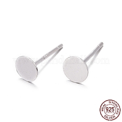 925 Sterling Silver Flat Pad  Stud Earring Findings&nbsp;STER-K167-045D-S