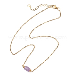 Natural Gemstone Column Pendant 304 Stainless Steel Cable Chain Necklaces&nbsp;NJEW-JN05958