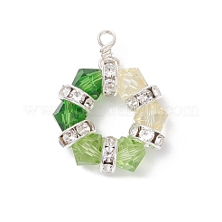 3Pcs 3 Colors Imitation Austrian Crystal K9 Glass & Brass Crystal Rhinestone Beaded Pendants&nbsp;PALLOY-TA00311