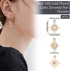 Brass Micro Pave Clear Cubic Zirconia Charms&nbsp;KK-BBC0005-16