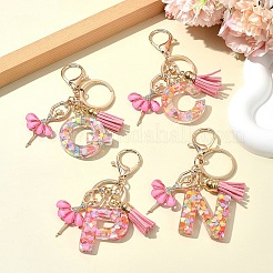 Letter A~Z Transparent Glitter Resin Pendant Keychains&nbsp;KEYC-FZ00024-16