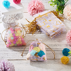 50Pcs Heart Printed Organza Bags&nbsp;OP-TADJ0001-01H