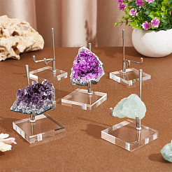 Iron Crystal Rock Display Easels with Square Clear Acrylic Base&nbsp;ODIS-WH0079-011P