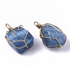 Dyed Natural White Jade Wire Wrapped Pendants&nbsp;G-N326-15