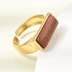 Brass with Synthetic Goldstone Cuff Open Rings for Women&nbsp;GG-CBA0B5A-04G-02