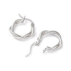 Rhodium Plated 925 Sterling Silver Hoop Earrings&nbsp;EJEW-K258-15B-P